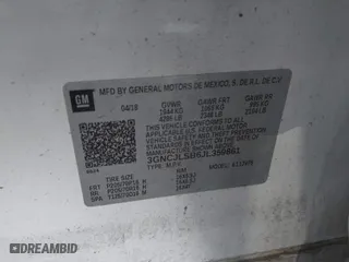 2018 Chevrolet Trax LT with VIN 3GNCJLSB6JL359861, listed as a IAAI auction lot 41606820 with 72,464 mi miles. Bid and sale history available at carsss.com. Image 9.