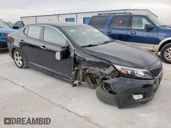2015 Kia Optima LX with VIN KNAGM4A76F5663684, listed as a Copart auction lot 57304855 with 98,523 mi miles and Salvage title. Bid and sale history available at DreamBid. Image 4.