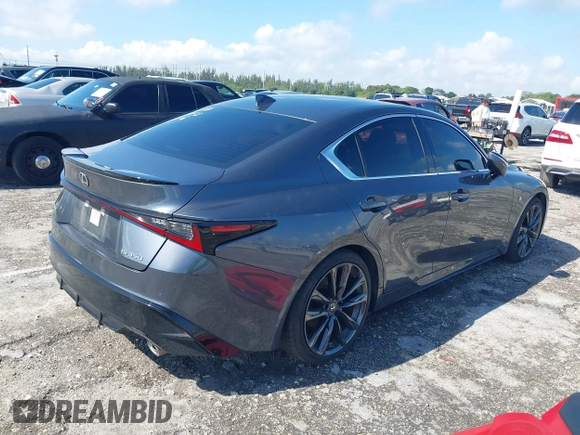 2021 Lexus IS with VIN JTHGZ1B27M5045601, listed as a IAAI auction lot 41930557 with 26,728 mi miles. Bid and sale history available at carsss.com. Image 4.