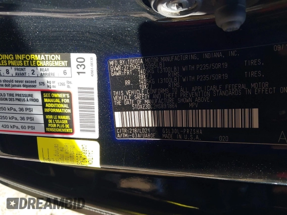 2017 Toyota Sienna SE with VIN 5TDXZ3DC2HS891864, listed as a IAAI auction lot 41814327 with 135,879 mi miles and . Bid and sale history available at DreamBid. Image 9.