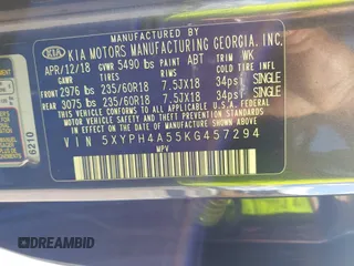 2019 Kia Sorento EX V6 with VIN 5XYPH4A55KG457294, listed as a IAAI auction lot 41641756 with 104,388 mi miles. Bid and sale history available at carsss.com. Image 9.
