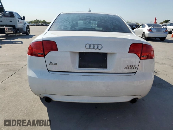 2007 Audi A4 2.0T with VIN WAUBF78E37A022592, listed as a Copart auction lot 75480544 with 122,605 mi miles and Salvage Title. Bid and sale history available at carsss.com. Image 6.