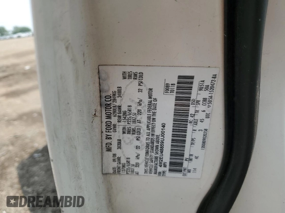 2009 Mercury Mountaineer Premier с VIN 4M2EU48859UJ00140, выставлен на аукционе Copart как лот 59962615 с пробегом Не указан миль и Списание • Salvage title. История ставок и продаж доступна на DreamBid. Изображение 13.