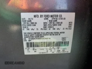 2013 Ford Explorer XLT with VIN 1FM5K7D85DGC69516, listed as a Copart auction lot 49048805 with 92,492 mi miles and Clean Title. Bid and sale history available at carsss.com. Image 13.