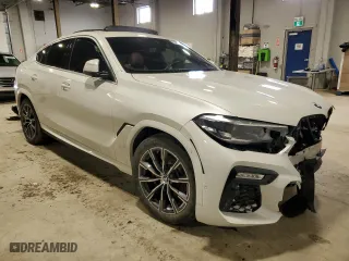 2020 BMW X6 xDrive40i with VIN 5UXCY6C07L9B43453, listed as a Copart auction lot 52096845 with 0 mi miles and Salvage Title. Bid and sale history available at carsss.com. Image 4.