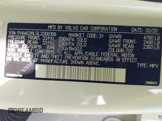 2020 Volvo XC40 Inscription with VIN YV4AC2HL5L2306199, listed as a IAAI auction lot 41687154 with 22,061 mi miles. Bid and sale history available at carsss.com. Image 9.