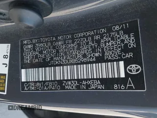 2011 Toyota Prius I with VIN JTDKN3DUXB5298944, listed as a IAAI auction lot 42156230 with 218,438 mi miles and . Bid and sale history available at DreamBid. Image 9.