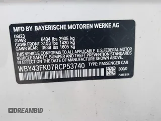 2024 BMW i5 M60 with VIN WBY43FK07RCP53740, listed as a IAAI auction lot 41639714 with 1,819 mi miles and . Bid and sale history available at DreamBid. Image 9.