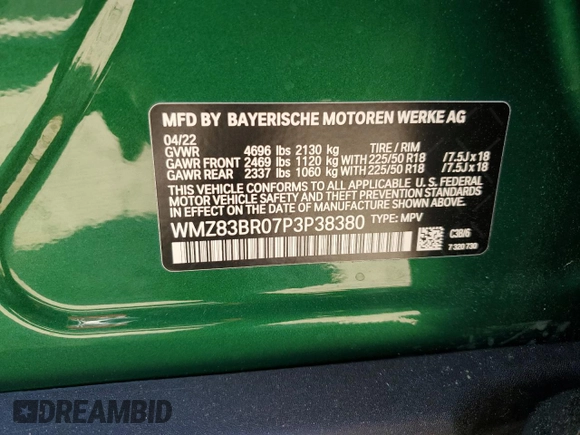 2023 MINI Countryman Cooper S with VIN WMZ83BR07P3P38380, listed as a Copart auction lot 61826885 with 22,348 mi miles and Salvage title. Bid and sale history available at DreamBid. Image 13.