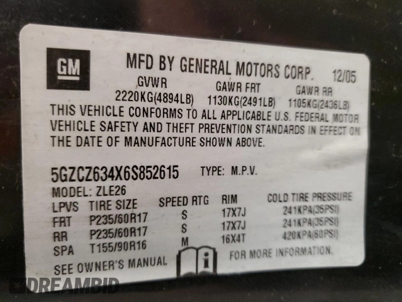 2006 Saturn VUE z VIN 5GZCZ634X6S852615, wystawiony jako Copart lot #53688235 z przebiegiem 217 692 mil mil oraz Szkoda całkowita • Salvage title. Historia ofert i sprzedaży dostępna na DreamBid. Obrazek 14.