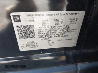 2019 Chevrolet Equinox LT with VIN 2GNAXLEX7K6151281, listed as a IAAI auction lot 41979962 with 58,278 mi miles and . Bid and sale history available at DreamBid. Image 9.