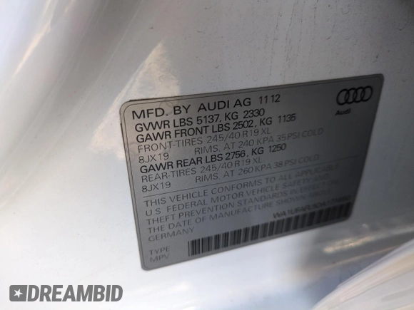 2013 Audi allroad Premium Plus with VIN WA1UFAFL9DA171850, listed as a Copart auction lot 82699984 with 115,188 mi miles and Salvage Title. Bid and sale history available at carsss.com. Image 12.