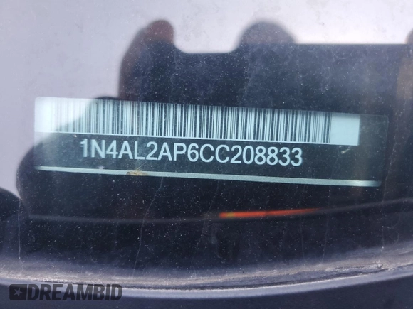 2012 Nissan Altima S with VIN 1N4AL2AP6CC208833, listed as a Copart auction lot 47247625 with 200,433 mi miles and Salvage Title. Bid and sale history available at DreamBid. Image 12.