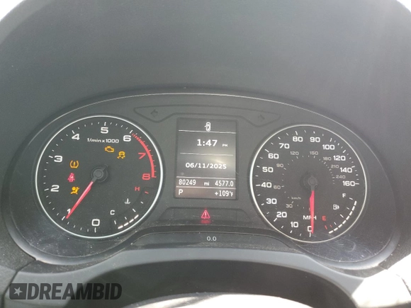 2015 Audi A3 Premium with VIN WAUACGFF2F1012988, listed as a Copart auction lot 59514345 with 80,249 mi miles and Salvage title. Bid and sale history available at DreamBid. Image 9.