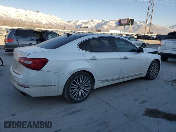 2014 Kia Cadenza Premium with VIN KNALN4D71E5134021, listed as a Copart auction lot 43078535 with 119,622 mi miles and Salvage Title. Bid and sale history available at carsss.com. Image 3.