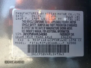 2024 Nissan Kicks S with VIN 3N1CP5BV4RL549363, listed as a Copart auction lot 48413765 with 3,568 mi miles and Salvage Title. Bid and sale history available at carsss.com. Image 12.