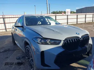 2024 BMW X6 xDrive40i with VIN 5UX33EX02R9T41673, listed as a IAAI auction lot 41427201 with 14,266 mi miles. Bid and sale history available at carsss.com. Image 1.