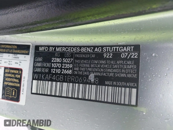 2023 Mercedes-Benz C 300 with VIN W1KAF4GB1PR069468, listed as a IAAI auction lot 41572478 with 10,965 mi miles and . Bid and sale history available at DreamBid. Image 9.