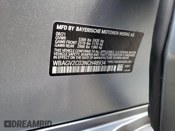2022 BMW 8 Series 840i z VIN WBAGV2C03NCH48934, wystawiony jako Copart lot #62350752 z przebiegiem Nie podano mil oraz . Historia ofert i sprzedaży dostępna na DreamBid. Obrazek 10.