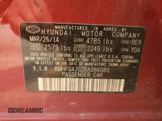 2014 Hyundai Azera with VIN KMHFG4JG2EA386085, listed as a Copart auction lot 58702885 with 183,815 mi miles and Salvage title. Bid and sale history available at DreamBid. Image 12.