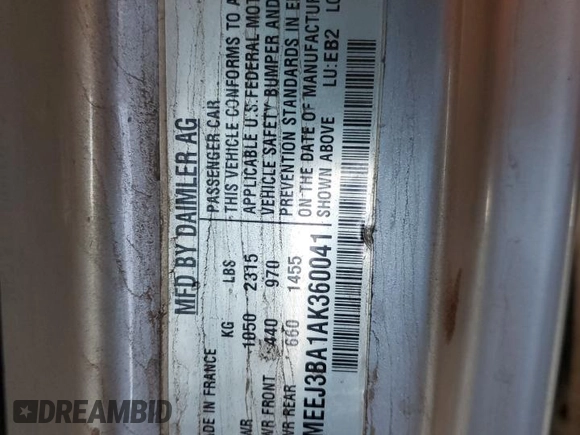 2010 Smart fortwo Pure с VIN WMEEJ3BA1AK360041, выставлен на аукционе Copart как лот 59594055 с пробегом Не указан миль и Списание • Salvage title. История ставок и продаж доступна на DreamBid. Изображение 12.