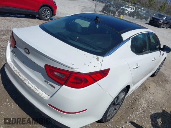 2015 Kia Optima SX Turbo with VIN 5XXGR4A62FG391450, listed as a IAAI auction lot 41692233 with 144,761 mi miles. Bid and sale history available at carsss.com. Image 4.