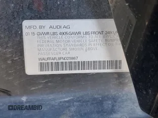 2015 Audi A4 Premium Plus with VIN WAUFFAFL8FN029867, listed as a Copart auction lot 43470975 with 0 mi miles and Salvage Title. Bid and sale history available at carsss.com. Image 15.