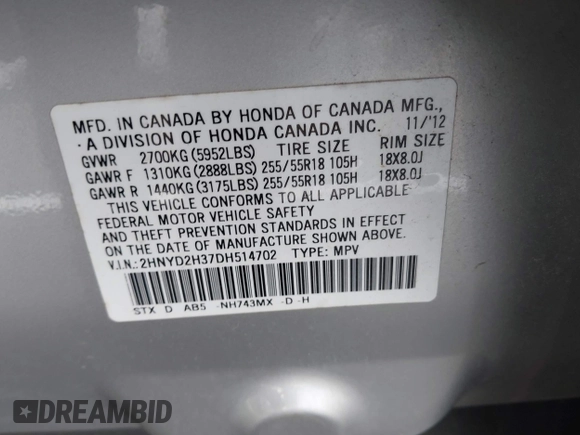 2013 Acura MDX Tech Pkg with VIN 2HNYD2H37DH514702, listed as a IAAI auction lot 41897951 with 226,665 mi miles. Bid and sale history available at carsss.com. Image 9.