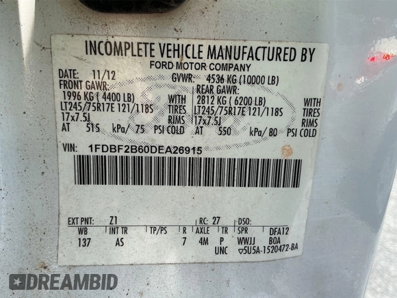 2013 Ford F-250 XL with VIN 1FDBF2B60DEA26915, listed as a IAAI auction lot 42674430 with 111,183 mi miles and . Bid and sale history available at DreamBid. Image 17.