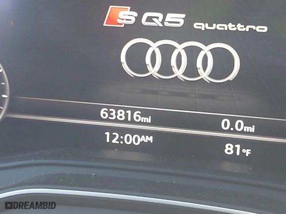2018 Audi SQ5 Premium Plus with VIN WA1A4AFY0J2236191, listed as a IAAI auction lot 39742989 with 63,816 mi miles. Bid and sale history available at carsss.com. Image 7.