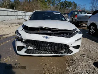 2022 Genesis G70 3.3T with VIN KMTG54TE3NU084590, listed as a Copart auction lot 46709275 with 21,664 mi miles and Salvage title. Bid and sale history available at DreamBid. Image 5.