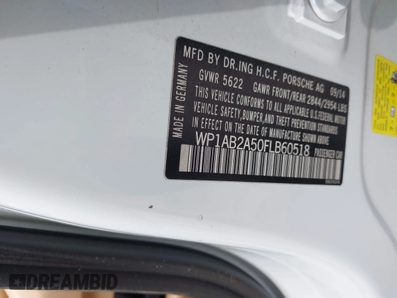 2015 Porsche Macan S with VIN WP1AB2A50FLB60518, listed as a IAAI auction lot 41797095 with 74,294 mi miles. Bid and sale history available at carsss.com. Image 9.