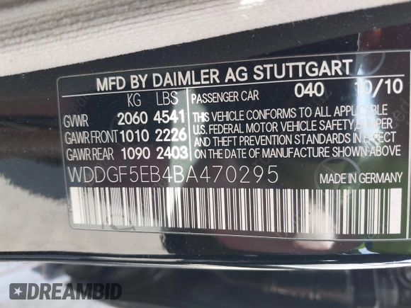 2011 Mercedes-Benz C C 300 Sport with VIN WDDGF5EB4BA470295, listed as a IAAI auction lot 41839983 with 226,266 mi miles. Bid and sale history available at carsss.com. Image 9.