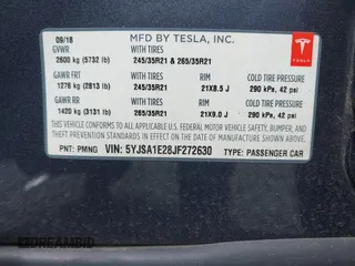 2018 Tesla Model S 75D z VIN 5YJSA1E28JF272630, wystawiony jako IAAI lot #42317422 z przebiegiem Nie podano mil oraz . Historia ofert i sprzedaży dostępna na DreamBid. Obrazek 9.