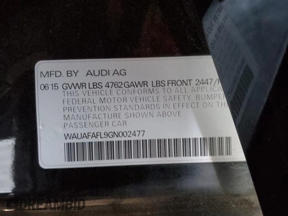 2016 Audi A4 Premium z VIN WAUAFAFL9GN002477, wystawiony jako Copart lot #89119495 z przebiegiem Nie podano mil oraz Szkoda całkowita • Salvage title. Historia ofert i sprzedaży dostępna na DreamBid. Obrazek 14.