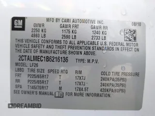 2011 GMC Terrain SLE-1 z VIN 2CTALMEC1B6216136, wystawiony jako IAAI lot #41108001 z przebiegiem 204 311 mil mil oraz . Historia ofert i sprzedaży dostępna na DreamBid. Obrazek 9.