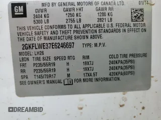2014 GMC Terrain SLE with VIN 2GKFLWE37E6246697, listed as a Copart auction lot 69947114 with Not provided miles and Salvage title. Bid and sale history available at DreamBid. Image 15.