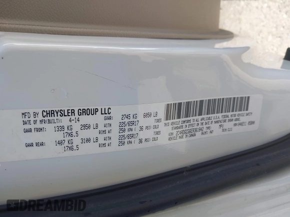 2014 Dodge Grand Caravan SXT with VIN 2C4RDGCG6ER361842, listed as a IAAI auction lot 41827951 with 100,845 mi miles and . Bid and sale history available at DreamBid. Image 9.