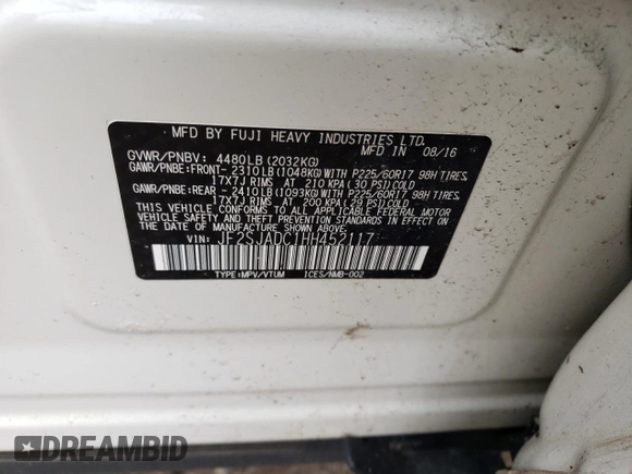 2017 Subaru Forester Premium with VIN JF2SJADC1HH452117, listed as a Copart auction lot 47178223 with 102,365 mi miles. Bid and sale history available at carsss.com. Image 14.