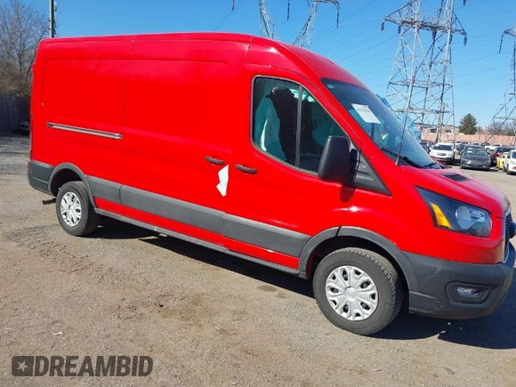 2023 Ford Transit Cargo with VIN 1FTBR1C88PKB51687, listed as a IAAI auction lot 41633028 with 19,577 mi miles. Bid and sale history available at carsss.com. Image 1.