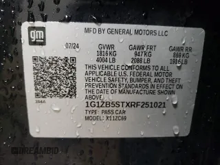 2024 Chevrolet Malibu LS with VIN 1G1ZB5STXRF251021, listed as a Copart auction lot 51766695 with 13,974 mi miles and Salvage Title. Bid and sale history available at DreamBid. Image 12.