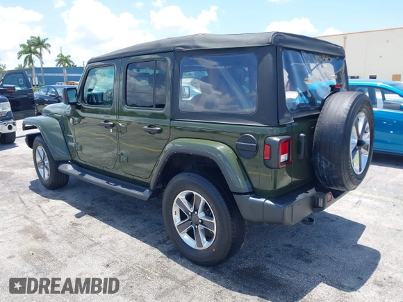 2022 Jeep Wrangler Unlimited Sahara z VIN 1C4HJXEN3NW242458, wystawiony jako IAAI lot #42352073 z przebiegiem 26 154 mil mil oraz . Historia ofert i sprzedaży dostępna na DreamBid. Obrazek 3.