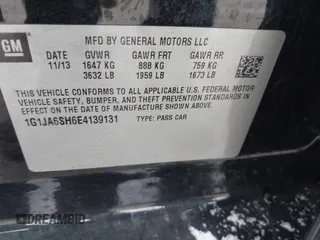 2014 Chevrolet Sonic LS with VIN 1G1JA6SH6E4139131, listed as a IAAI auction lot 41727625 with 97,241 mi miles and . Bid and sale history available at DreamBid. Image 9.