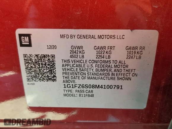 2021 Chevrolet Bolt EV Premier z VIN 1G1FZ6S08M4100791, wystawiony jako Copart lot #48553755 z przebiegiem 35 235 mil mil oraz Szkoda całkowita • Salvage title. Historia ofert i sprzedaży dostępna na DreamBid. Obrazek 13.