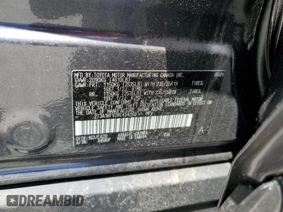 2024 Toyota RAV4 XLE Premium with VIN 2T3A1RFV2RC454169, listed as a Copart auction lot 57758245 with 5,139 mi miles and Salvage title. Bid and sale history available at DreamBid. Image 12.