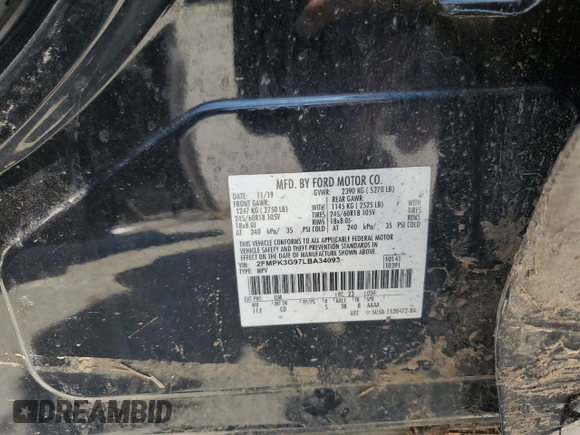 2020 Ford Edge SE z VIN 2FMPK3G97LBA34093, wystawiony jako Copart lot #61878085 z przebiegiem Nie podano mil oraz Szkoda całkowita • Salvage title. Historia ofert i sprzedaży dostępna na DreamBid. Obrazek 13.