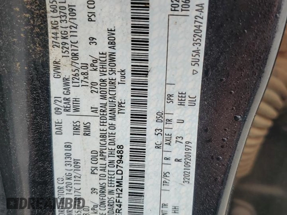 2021 Ford Ranger XL z VIN 1FTER4FH2MLD79488, wystawiony jako Copart lot #60821715 z przebiegiem 85 046 mil mil oraz Szkoda całkowita • Salvage title. Historia ofert i sprzedaży dostępna na DreamBid. Obrazek 13.