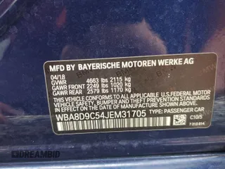 2018 BMW 3 Series 330i xDrive with VIN WBA8D9C54JEM31705, listed as a Copart auction lot 58026075 with 80,344 mi miles and Salvage title. Bid and sale history available at DreamBid. Image 12.