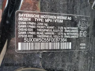2015 BMW X4 xDrive35i with VIN 5UXXW5C55F0E87384, listed as a Copart auction lot 56299284 with 182,434 mi miles and Clean Title. Bid and sale history available at carsss.com. Image 14.