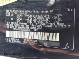 2012 Toyota Sienna XLE AAS with VIN 5TDYK3DC3CS200830, listed as a IAAI auction lot 41825987 with 158,672 mi miles and . Bid and sale history available at carsss.com. Image 9.